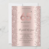 Rose Gold Sparkle Diamonds 65. Geburtstag Einladung (Vorderseite)