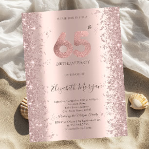 Rose Gold Sparkle Diamonds 65. Geburtstag Einladung