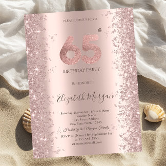 Rose Gold Sparkle Diamonds 65. Geburtstag Einladung