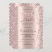 Rose Gold Sparkle Diamonds 70. Geburtstag Einladung (Vorne/Hinten)