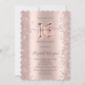 Rose Gold Sparkle Diamonds Sweet 16 Einladung (Vorderseite)