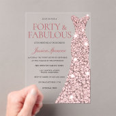 Rose Gold Sparkle Dress 40. Geburtstag Acryleinladungen (Insitu (Handheld))