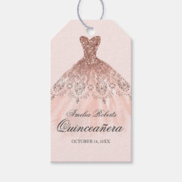 Rose Gold Sparkle Dress Quinceanera Tags Geschenkanhänger