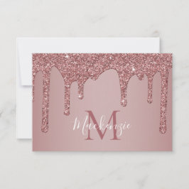 Rose Gold Sparkle Drilling Glitzer Monogram Dankeskarte