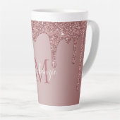 Rose Gold Sparkle Drilling Glitzer Monogram Milchtasse (Rechte Ecke)