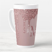 Rose Gold Sparkle Drilling Glitzer Monogram Milchtasse (Linke Ecke)