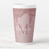 Rose Gold Sparkle Drilling Glitzer Monogram Milchtasse (Vorderseite)