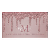 Rose Gold Sparkle Drilling Glitzer Monogram Namenschild (Vorderseite)