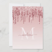 Rose Gold Sparkle Dripping Glitzer 16. Geburtstag Einladung (Rückseite)