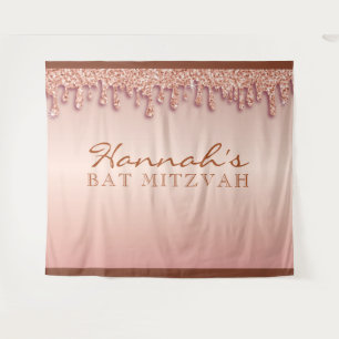 Rose Gold Sparkle Drippy Tropfen Bat Mitzvah Hinte Wandteppich
