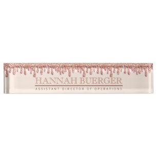 Rose Gold Sparkle Drippy Tropfen Boss Namplate Namensplakette
