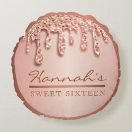 Rose Gold Sparkle Drippy Tropfen Party Swag Rundes Kissen