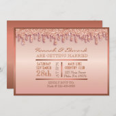 Rose Gold Sparkle Drippy Tropfen Wedding Party Einladung (Vorne/Hinten)