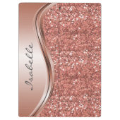 Rose Gold Sparkle Glam Bling Personalisiert Monogr Klemmbrett (Rückseite)