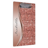Rose Gold Sparkle Glam Bling Personalisiert Monogr Klemmbrett (Rechts)