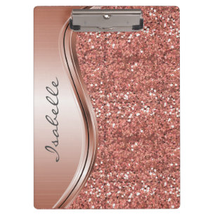 Rose Gold Sparkle Glam Bling Personalisiert Monogr Klemmbrett