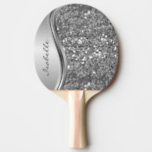 Rose Gold Sparkle Glam Bling Personalisiertes Meta Tischtennis Schläger