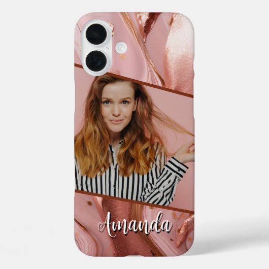 Rose Gold Sparkle Glam Foto Case-Mate iPhone Hülle (Rückseite)