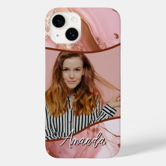 Rose Gold Sparkle Glam Foto Case-Mate iPhone Hülle (Rückseite)