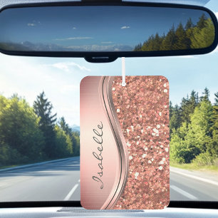 Rose Gold Sparkle Glam Glitzer Personalisiert Autolufterfrischer