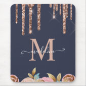 Rose Gold Sparkle Glam Glitzer Tropfen Ipad Fall Mousepad (Vorne)