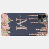 Rose Gold Sparkle Glam Glitzer Tropfen Monogram Fa Case-Mate iPhone Hülle (Rückseite (Horizontal))