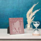 Rose Gold Sparkle Glam Glitzer Tropfen Monogram Fotoplatte (InSitu)