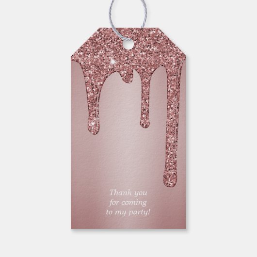 Rose Gold Sparkle Glam Glitzer Tropfen Monogram Geschenkanhänger (Rückseite)
