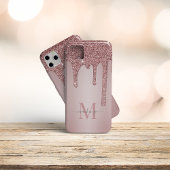 Rose Gold Sparkle Glam Glitzer Tropfen Monogram iPhone Hülle