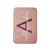 Rose Gold Sparkle Glitter Monogram Name & Initial Badematte (Vorderseite Vertikal)