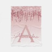 Rose Gold Sparkle Glitter Monogram Name & Initial Fleecedecke (Vorderseite)