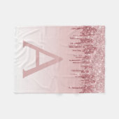 Rose Gold Sparkle Glitter Monogram Name & Initial Fleecedecke (Vorderseite (Horizontal))