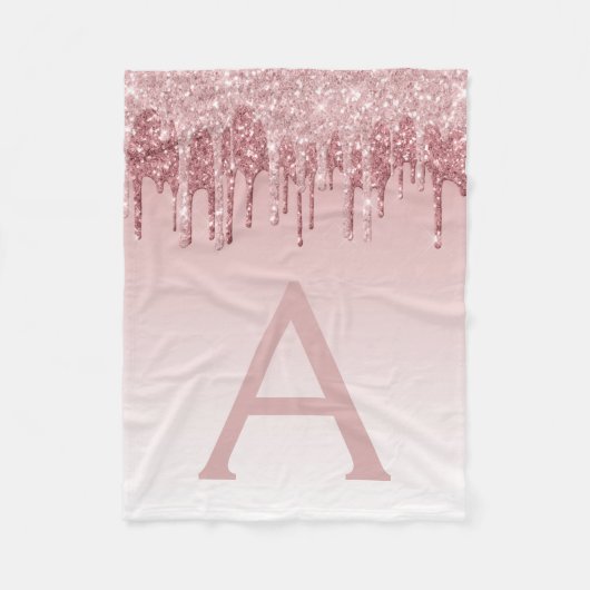 Rose Gold Sparkle Glitter Monogram Name & Initial Fleecedecke (Vorderseite)