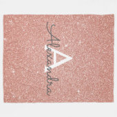Rose Gold Sparkle Glitter Monogram Name & Initial Fleecedecke (Vorderseite (Horizontal))