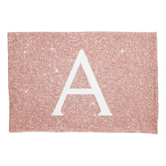 Rose Gold Sparkle Glitter Monogram Name & Initial Kissenbezug (Vorderseite)