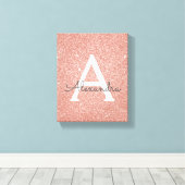 Rose Gold Sparkle Glitter Monogram Name & Initial Leinwanddruck (Insitu (Holzboden))