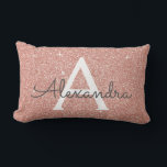 Rose Gold Sparkle Glitter Monogram Name & Initial Lendenkissen<br><div class="desc">Rose Gold Sparkle Glitzer Monogram Name und Initial Pillow. Das Kissen ist das ideale Geschenk für jemanden, der sein Zimmer in Rose Gold verziert.</div>