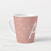 Rose Gold Sparkle Glitter Monogram Name & Initial Milchtasse (Linke Ecke)