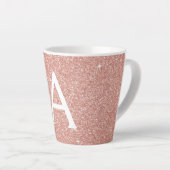 Rose Gold Sparkle Glitter Monogram Name & Initial Milchtasse (Rechte Ecke)