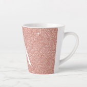 Rose Gold Sparkle Glitter Monogram Name & Initial Milchtasse (Rechts)