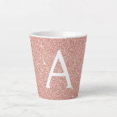 Rose Gold Sparkle Glitter Monogram Name & Initial Milchtasse (Vorderseite)