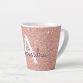 Rose Gold Sparkle Glitter Monogram Name & Initial Milchtasse (Rechte Ecke)