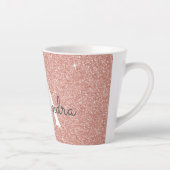 Rose Gold Sparkle Glitter Monogram Name & Initial Milchtasse (Rechts)