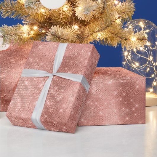 Rose Gold Sparkle Glitz Geschenkpapier (Feiertage)