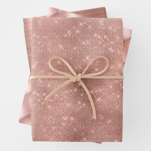Rose Gold Sparkle Glitz und Glam Geschenkpapier Set (Beispiel)