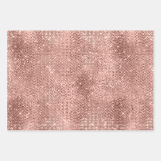 Rose Gold Sparkle Glitz und Glam Geschenkpapier Set (Vorderseite)