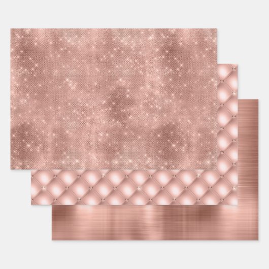 Rose Gold Sparkle Glitz und Glam Geschenkpapier Set (Set)
