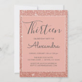Rose Gold Sparkle Glitzer 13. Dreizehn Geburtstag Einladung (Rückseite)