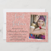 Rose Gold Sparkle Glitzer 16 . Geburtstag Geburtst Einladung (Vorderseite)