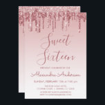 Rose Gold Sparkle Glitzer 16 . Geburtstag Geburtst Einladung<br><div class="desc">Blush Pink - Rose Gold Funkelnd Tropfen Glitzer Sweet 16 Geburtstagsparty Einladung . Dies ist die perfekte 16 . Geburtstag Geburtstagseinladung für eine moderne Rose Gold und Blush Pink Ombre Glitzer Sparkle Girly Geburtstagsparty. Bitte kontaktieren Sie den Designer,  um passende Sonderanfertigungen zu erhalten.</div>